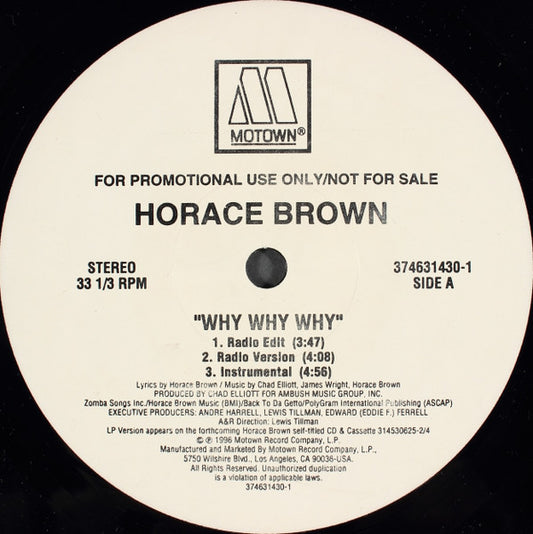 Horace Brown : Why Why Why / Things We Do For Love (12", Promo)
