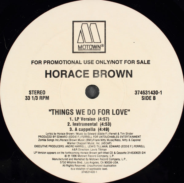 Horace Brown : Why Why Why / Things We Do For Love (12", Promo)