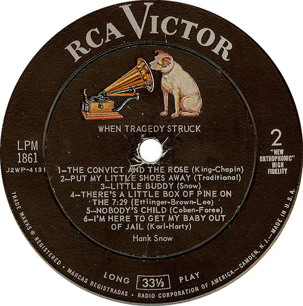 Hank Snow : When Tragedy Struck (LP, Album, Mono)