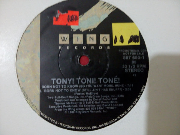 Tony! Toni! Toné! : Born Not To Know (12", Promo)