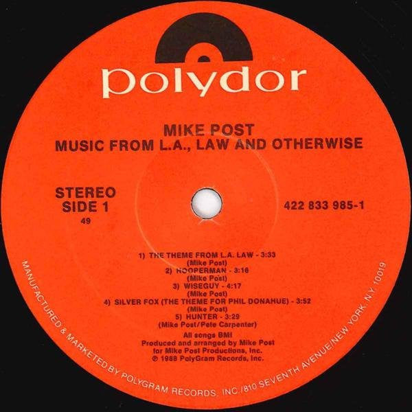 Mike Post : Music From L.A., Law And Otherwise (LP, Album)