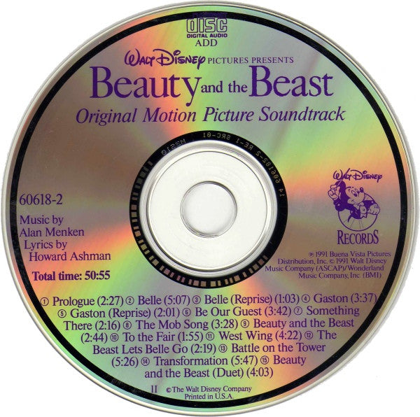 Alan Menken, Howard Ashman : Beauty And The Beast (Original Motion Picture Soundtrack) (CD, Album)