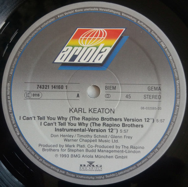 Karl Keaton : I Can't Tell You Why (12", Maxi)