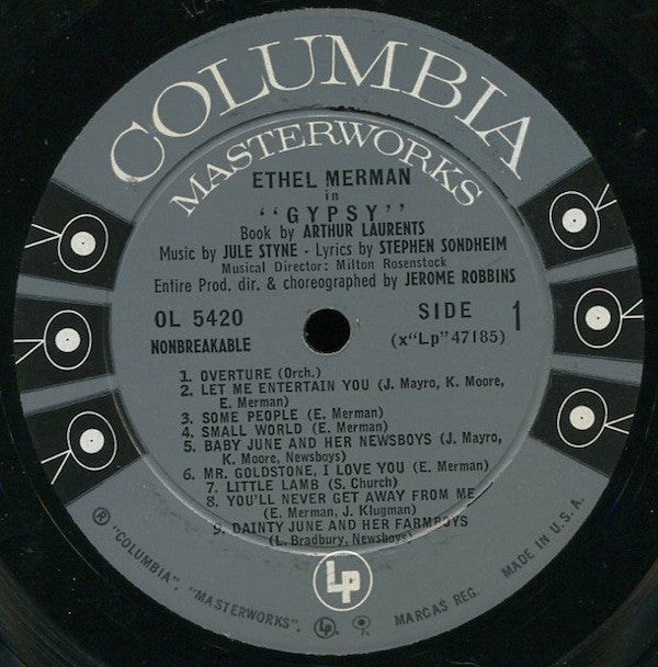 Ethel Merman, Jule Styne And Stephen Sondheim : Gypsy - A Musical Fable (LP, Mono, 6-E)