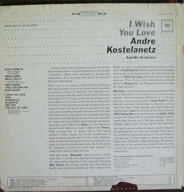 André Kostelanetz And His Orchestra : I Wish You Love (LP, Album)