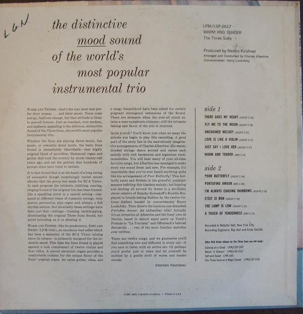 The Three Suns : Warm And Tender (LP, Album, Mono)