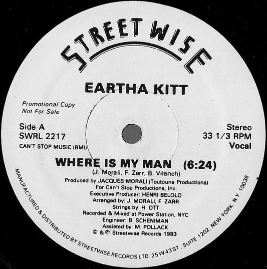 Eartha Kitt : Where Is My Man (12", Promo)