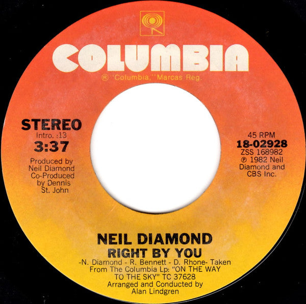 Neil Diamond : Be Mine Tonight / Right By You (7", Styrene, Ter)