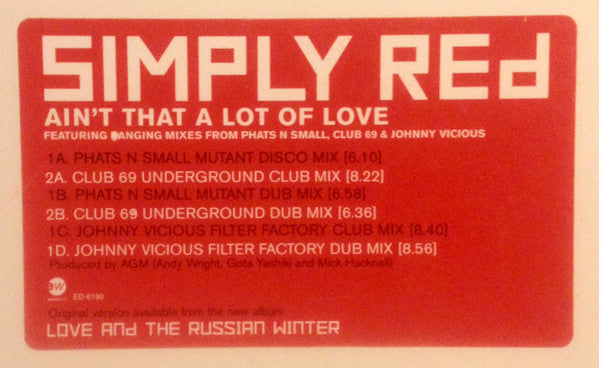 Simply Red : Ain't That A Lot Of Love (2x12", Promo)