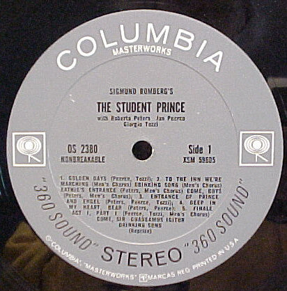Sigmund Romberg, Roberta Peters, Jan Peerce, Giorgio Tozzi, Anita Darian, Lawrence Avery, The Merrill Staton Choir, Hershy Kay, Franz Allers : The Student Prince (LP, Album)