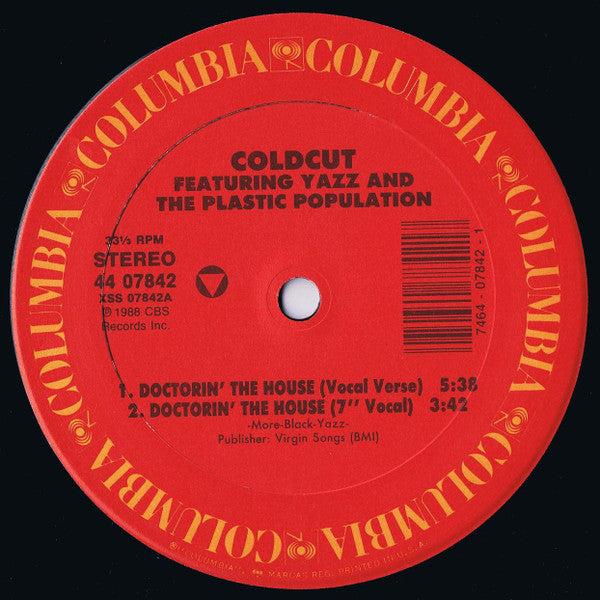 Coldcut Featuring Yazz And The Plastic Population : Doctorin' The House (12")