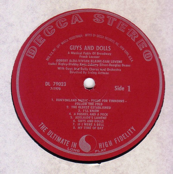 "Guys & Dolls" Original Broadway Cast, Feuer & Martin Present Frank Loesser : Guys & Dolls: A Musical Fable Of Broadway (LP, Album, RE, Pin)