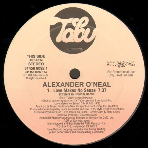 Alexander O'Neal : Love Makes No Sense (Brothers In Rhythm Remixes) (12", Promo)