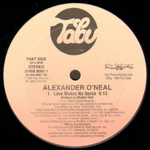 Alexander O'Neal : Love Makes No Sense (Brothers In Rhythm Remixes) (12", Promo)