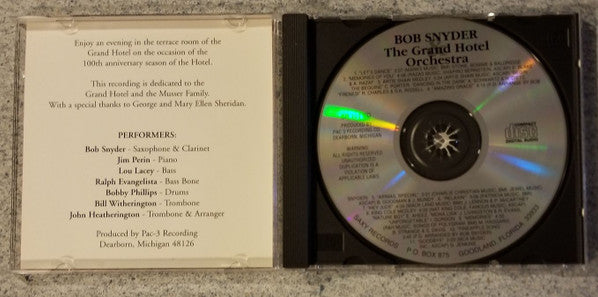 Bob Snyder (4) & The Grand Hotel Orchestra (2) : An Evening At The Grand Vol. 1 (CD)