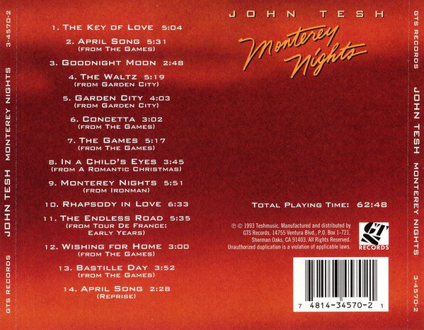 John Tesh : Monterey Nights (CD, Comp)