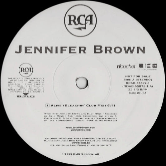 Jennifer Brown : Alive (Remixes) (12", Promo)