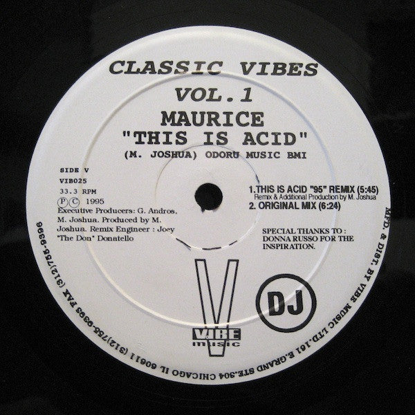 Maurice Joshua / Georgetown : Classic Vibes Vol. 1 (12", Promo)