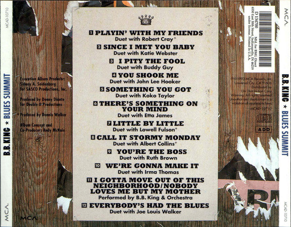 B.B. King : Blues Summit (CD, Album, Club)