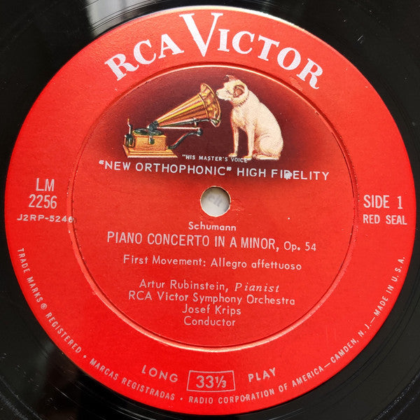 Robert Schumann, RCA Victor Symphony Orchestra, Arthur Rubinstein, Josef Krips : Piano Concerto (LP, Mono)