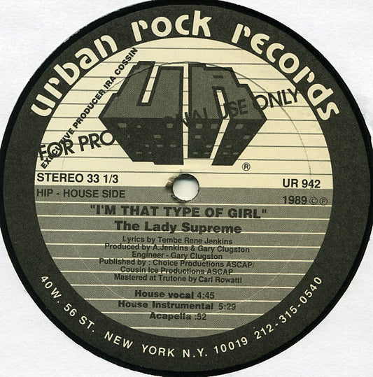 The Lady Supreme : I'm That Type Of Girl (12", Promo)