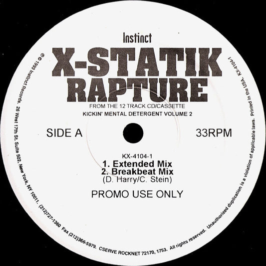 X-Statik : Rapture (12", Promo)