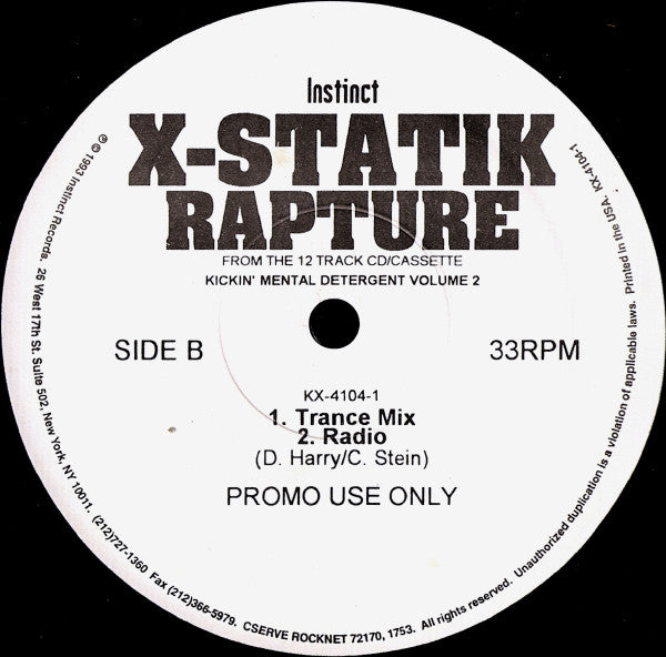 X-Statik : Rapture (12", Promo)