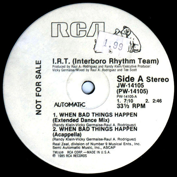 Interboro Rhythm Team : When Bad Things Happen (12", Promo)