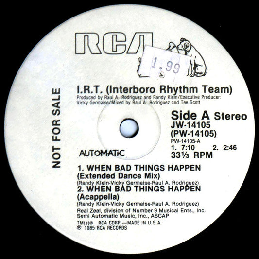 Interboro Rhythm Team : When Bad Things Happen (12", Promo)