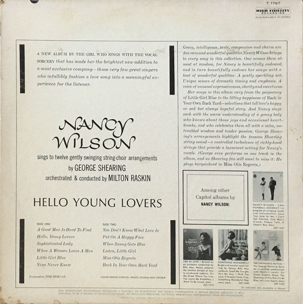 Nancy Wilson : Hello Young Lovers (LP, Album, Mono, Scr)