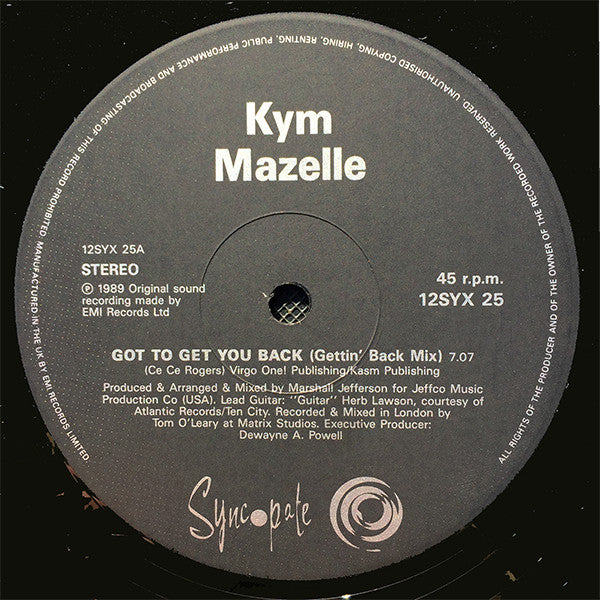 Kym Mazelle : Got To Get You Back (Remix) (12")