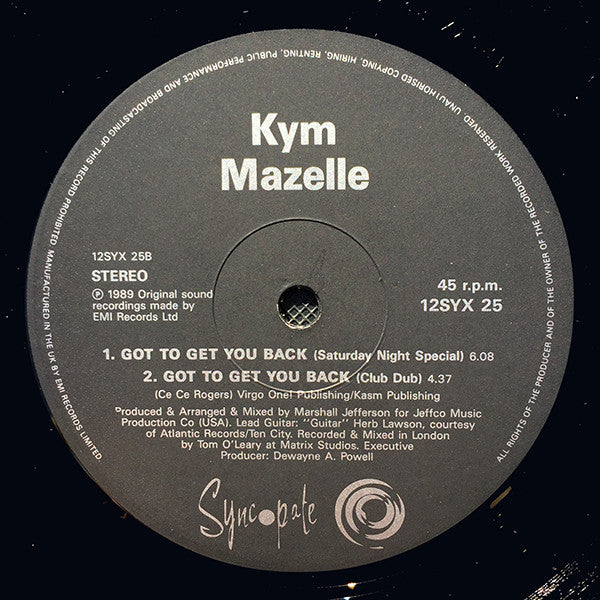 Kym Mazelle : Got To Get You Back (Remix) (12")