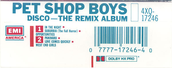 Pet Shop Boys : Disco—The Remix Album (Cass, Comp, Win)