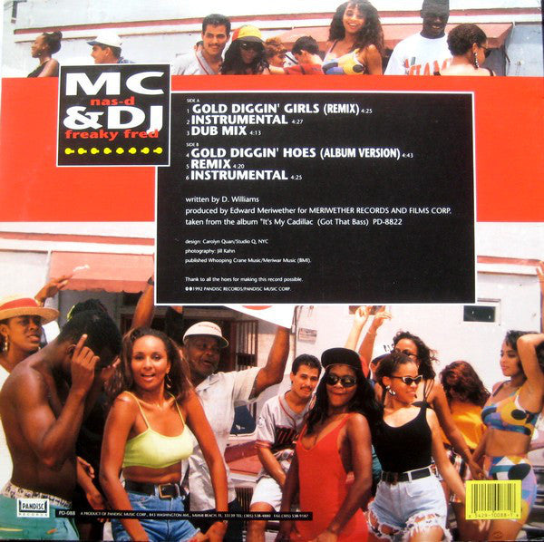 MC Nas-D & DJ Freaky Fred : Gold Diggin' Girls (12", Promo)