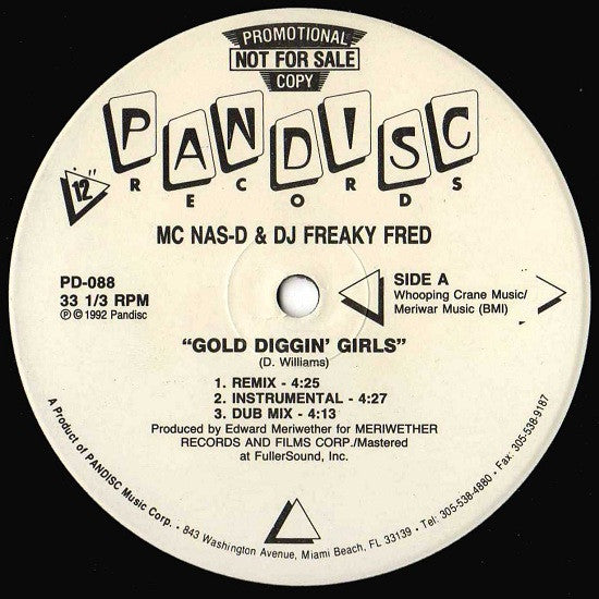 MC Nas-D & DJ Freaky Fred : Gold Diggin' Girls (12", Promo)