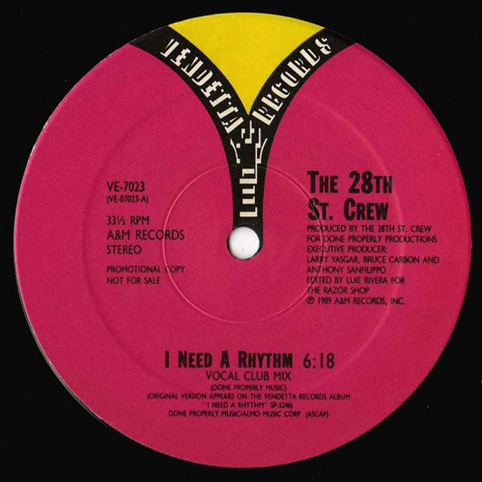 The 28th Street Crew : I Need A Rhythm (12", Promo)