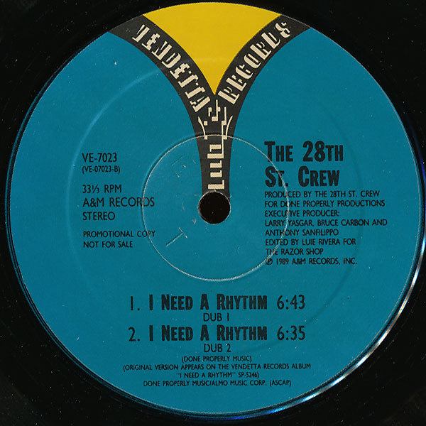 The 28th Street Crew : I Need A Rhythm (12", Promo)