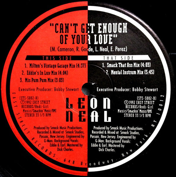Leon Neal : Can't Get Enough Of Your Love (12")