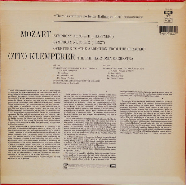 Wolfgang Amadeus Mozart, Philharmonia Orchestra, Otto Klemperer : Symphonies (No.35 In D, "Haffner" / No.36 In C, "Linz") (LP, Album)