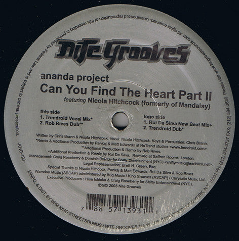 The Ananda Project Featuring Nicola Hitchcock : Can You Find The Heart (Part 2) (12")