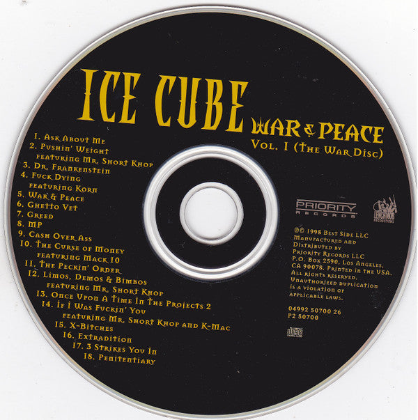 Ice Cube : War & Peace Vol. 1 (The War Disc) (CD, Album)