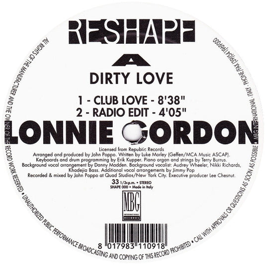 Lonnie Gordon : Dirty Love (12")