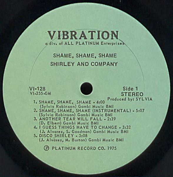 Shirley & Company : Shame Shame Shame (LP, Album, PRC)