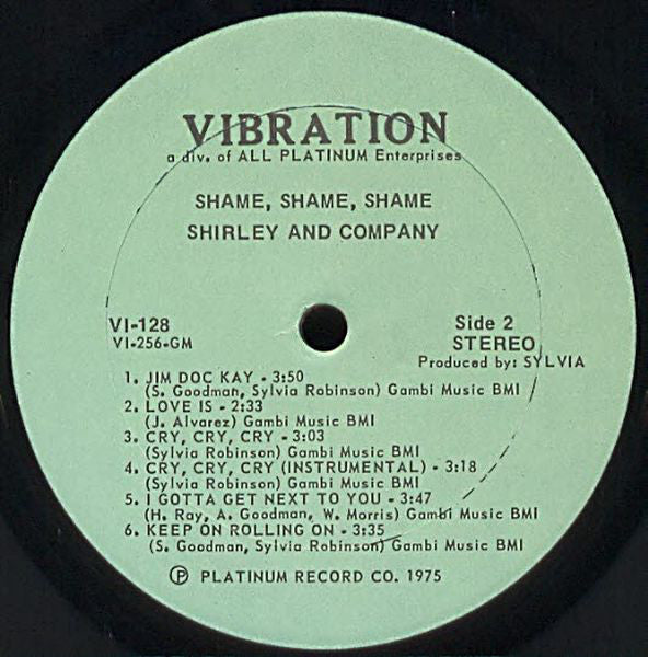 Shirley & Company : Shame Shame Shame (LP, Album, PRC)