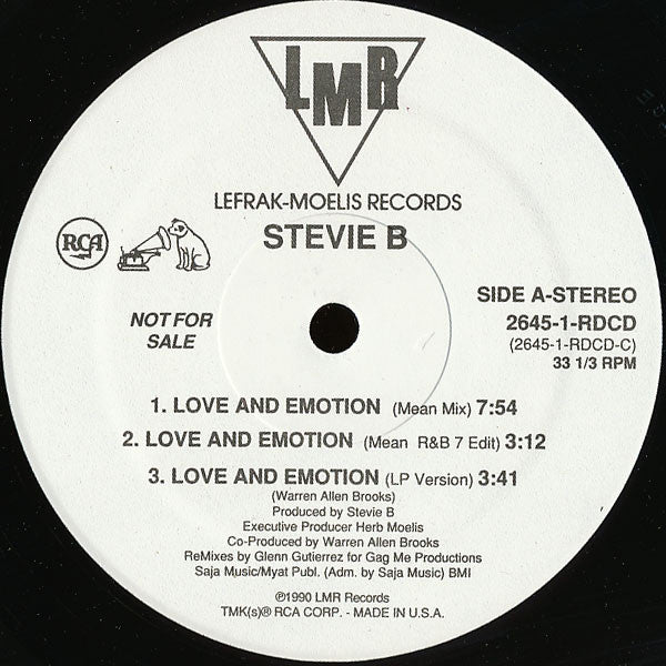 Stevie B : Love And Emotion (12", Promo)