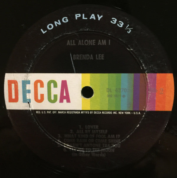 Brenda Lee : All Alone Am I (LP, Album, Mono)