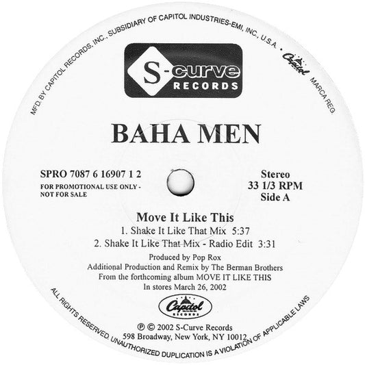 Baha Men : Move It Like This (12", Promo)