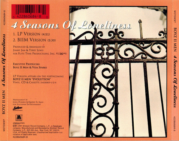 Boyz II Men : 4 Seasons Of Loneliness (CD, Single)
