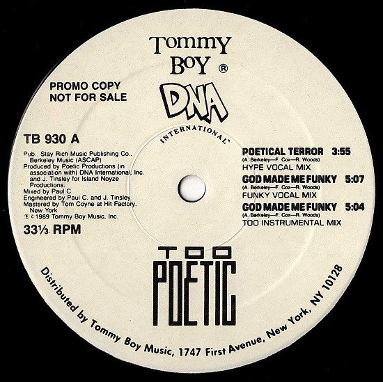 Too Poetic : Poetical Terror / God Made Me Funky (12", Promo)