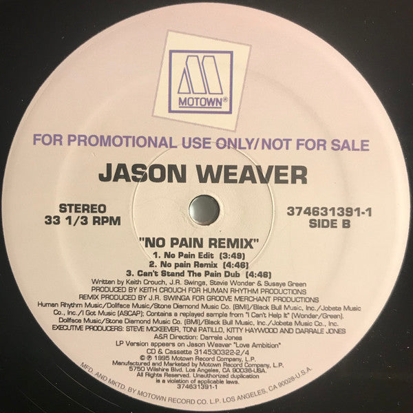 Jason Weaver : No Pain Remix (12", Single, Promo)